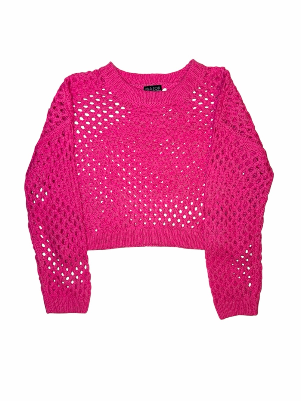 🩷 Major Label Group Neon Pink Open Knit Cropped Sweater 🩷